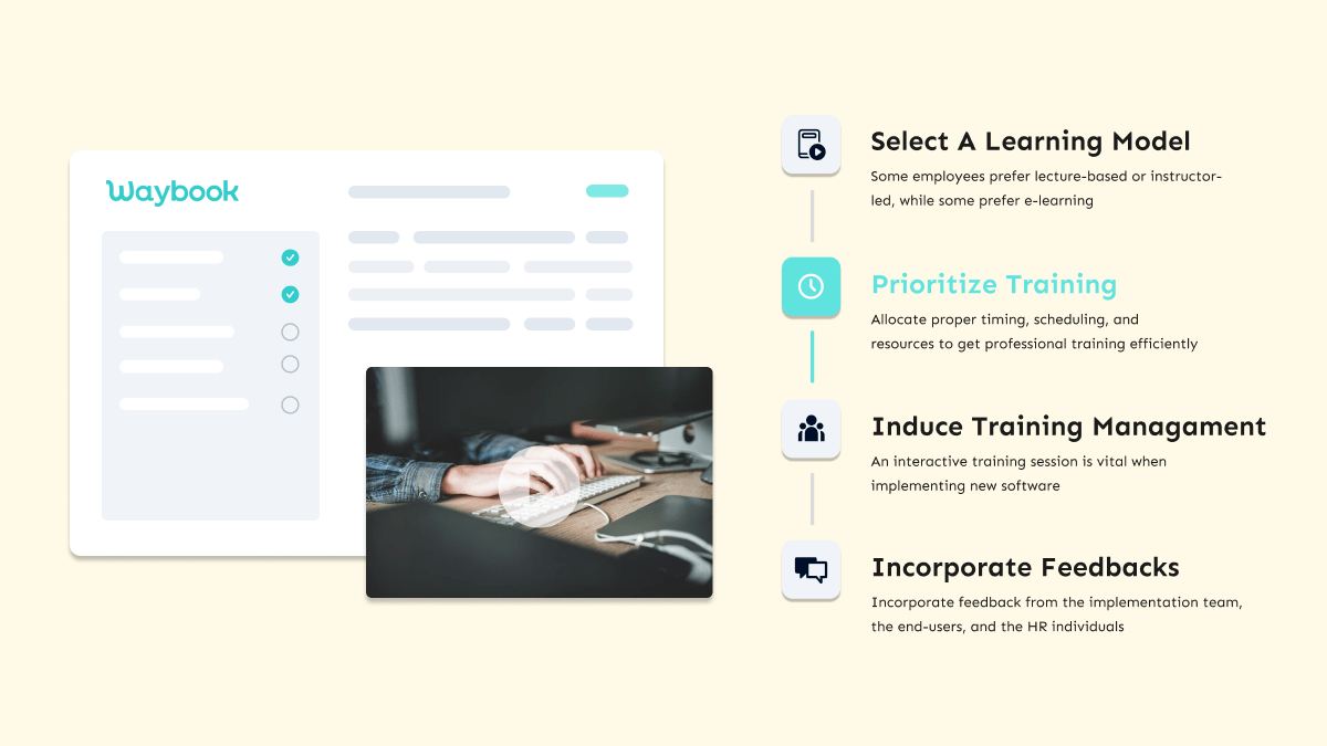 select a learning model, prioritize training, induce training management, incorporate feedbacks