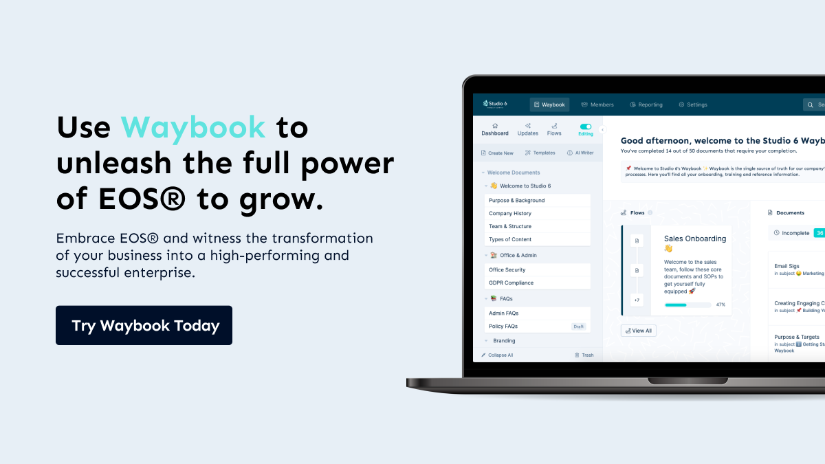 EOS® is not just a business operating system; it's a mindset and a way of approaching business that can unlock the full potential of your organization. Embrace EOS® and witness the transformation of your business into a high-performing and successful enterprise.