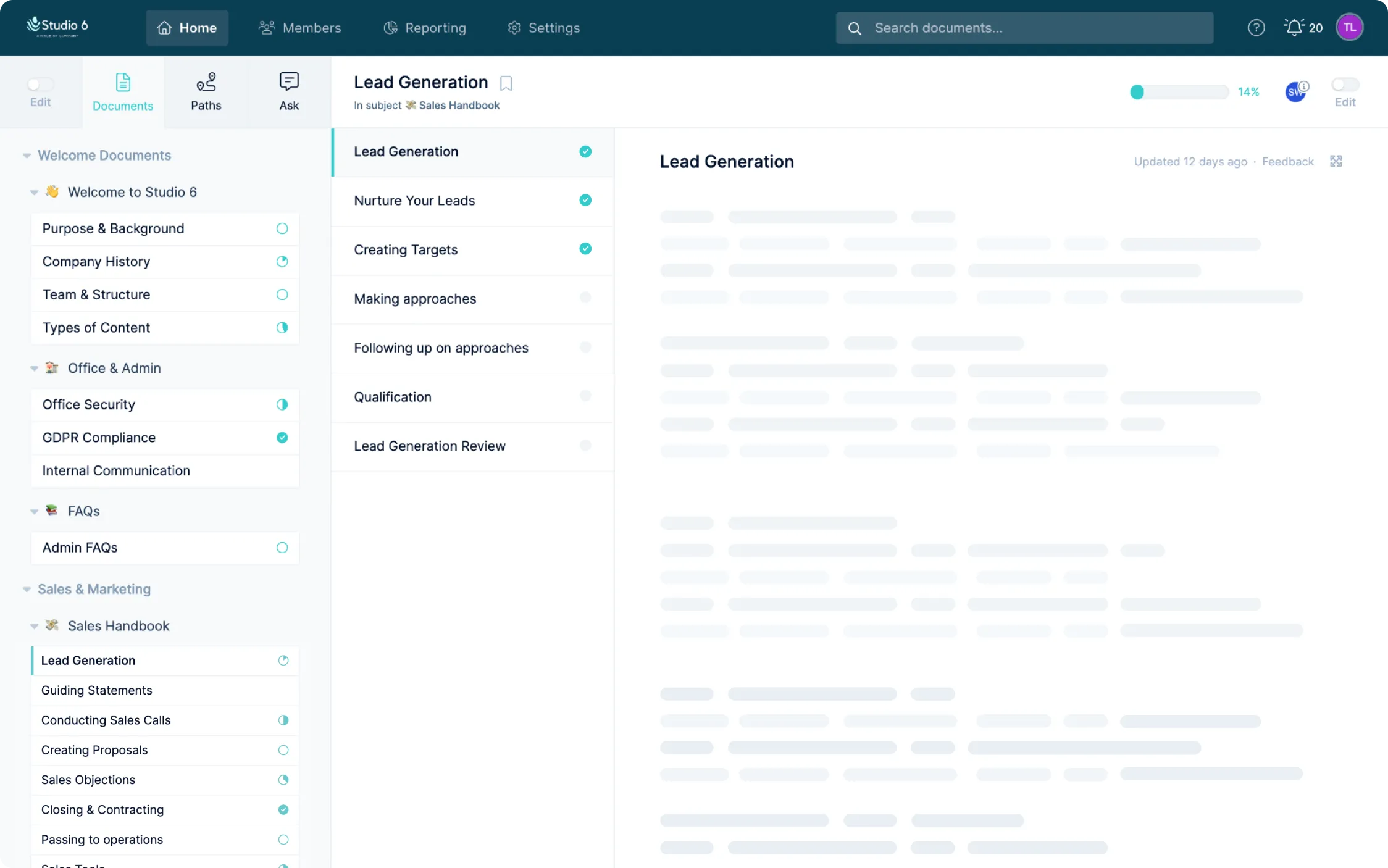 A published document in Waybook with its steps and completion progress