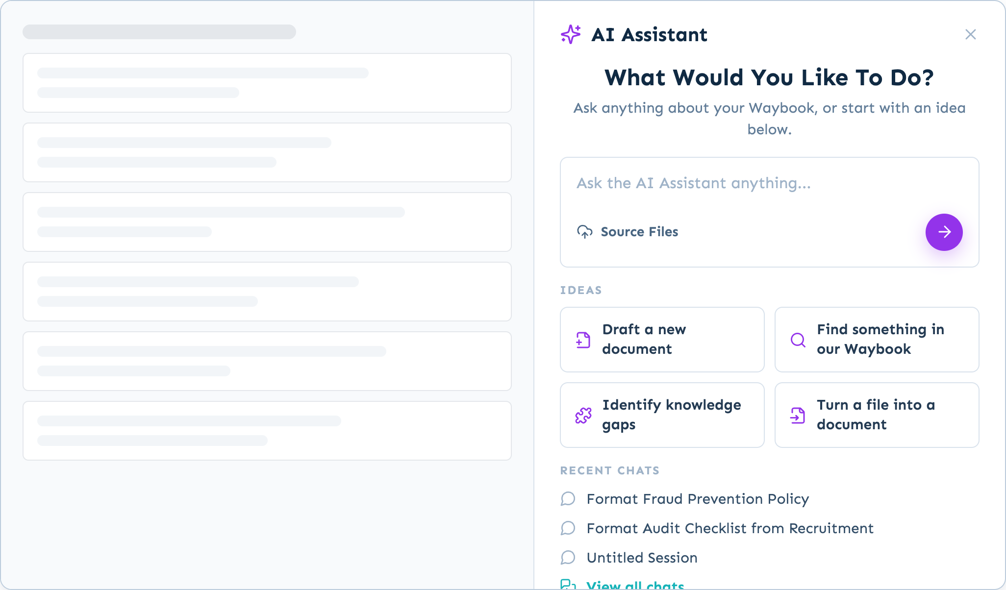 The AI Assistant panel in Waybook