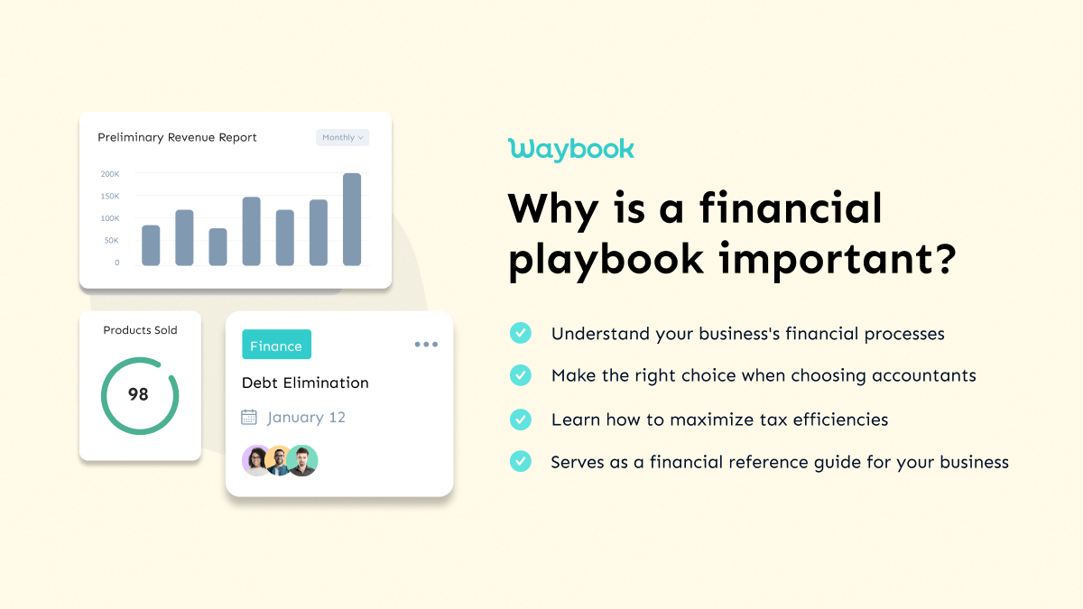 Why is the Financial Playbook important for SMEs?The importance of financial management cannot be overstated in a corporation.Let's say you own an advertising agency and landed a big client. Initially, you'd party. Then you’d go to finance and tell them proudly about the deal you just cracked. Suddenly, your finance manager starts rambling about the potential threat the deal could pose to your company's financial stability. You would take on some major debt along with some significant interest rates. It will take a long time to implement the project, so money won't come anytime soon to cover the expenses. Therefore, your happy deal is not financially lucrative. Having a financial playbook that states all of the business decisions and their financial feasibility can help the upper management to understand this aspect of the business. Here are a few benefits attributed to having a financial playbook for SMEsUnderstand your business's financial processes and identify the ones that are optimal for themMake the right choice when choosing accountantsLearn how to maximize tax efficiencies and little-known tax tipsAs a financial bible, it serves as a reference guide for your businessAnalyze automation versus outsourcing decisions