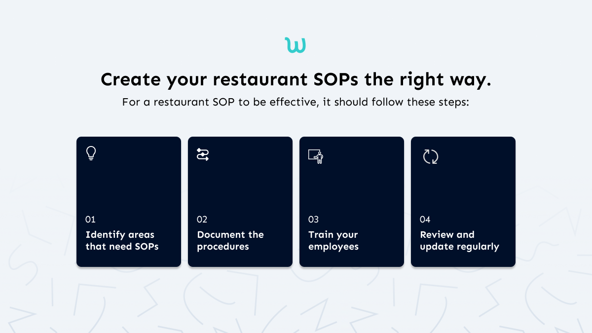 Developing Restaurant SOPsDeveloping SOPs for your restaurant requires careful consideration and planning. The following steps can help you create effective SOPs: